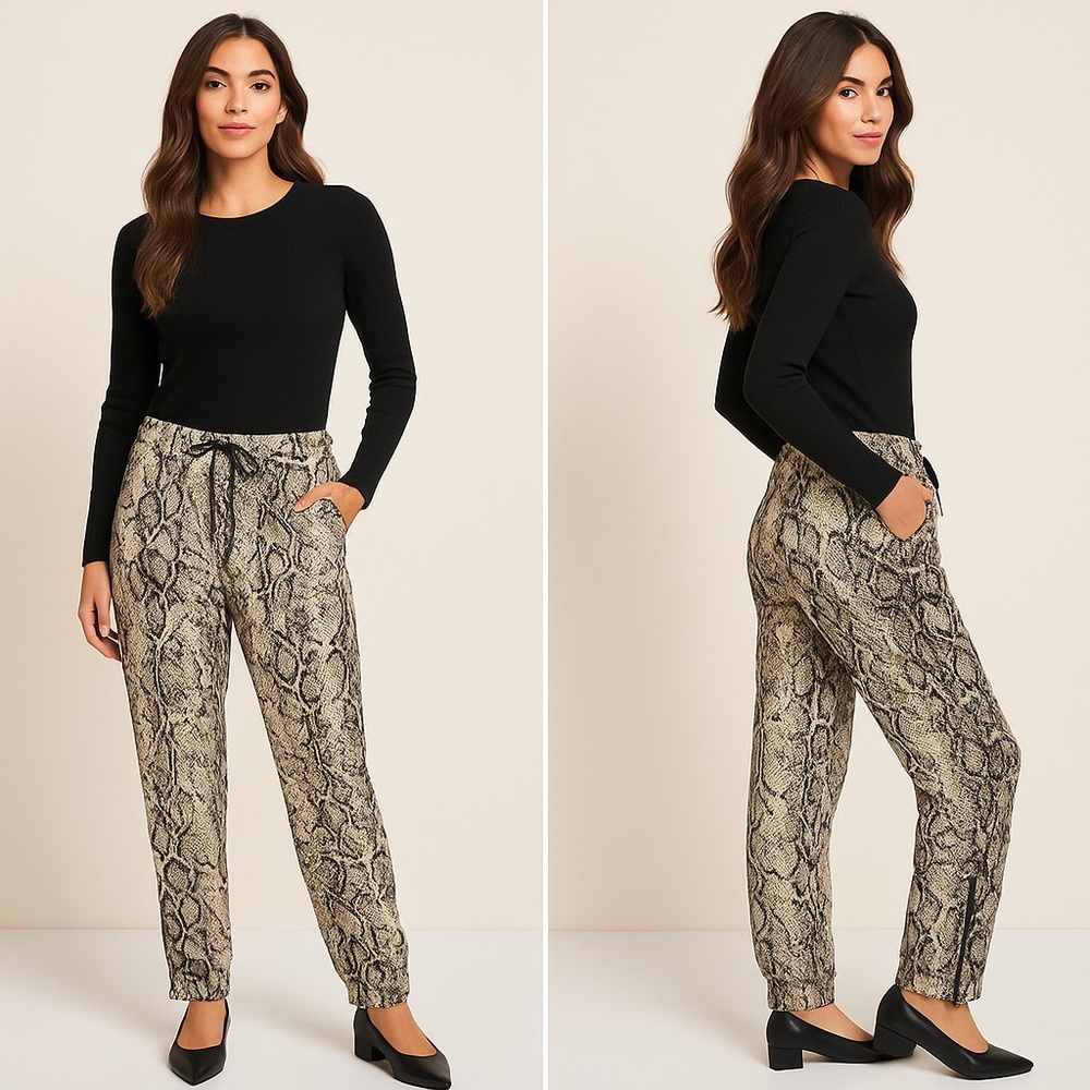 Tart Snake 🐍 Skin Print Joggers in Black and Tan